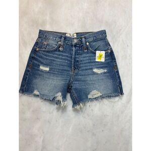 We The Free‎ Free People Distressed Denim Shorts High Waisted Blue Size 24